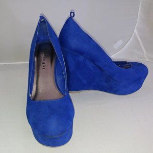 Madden Girl Platform Wedge Heel Blue Suede
